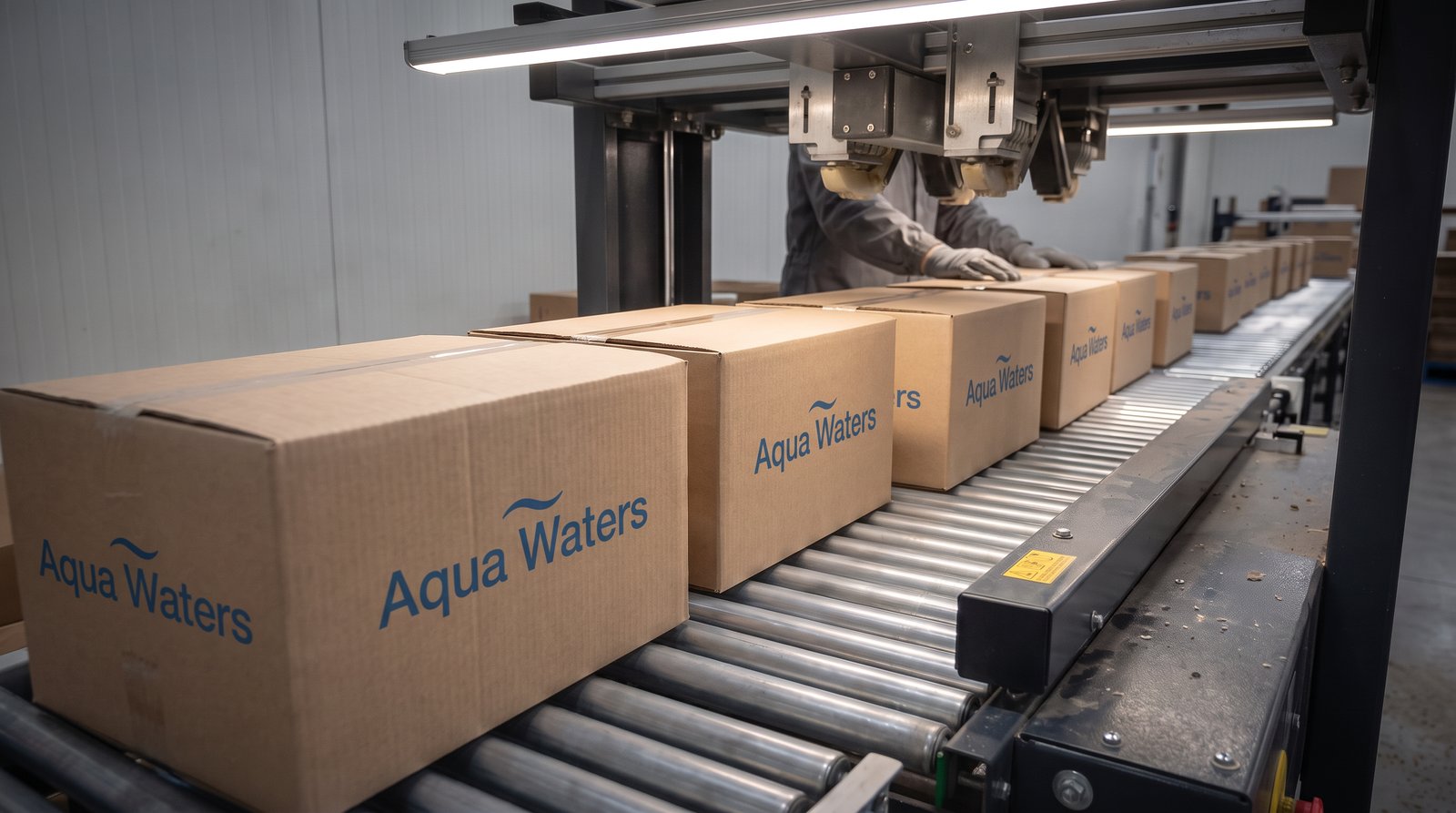 Cartons moving through an automatic case sealer