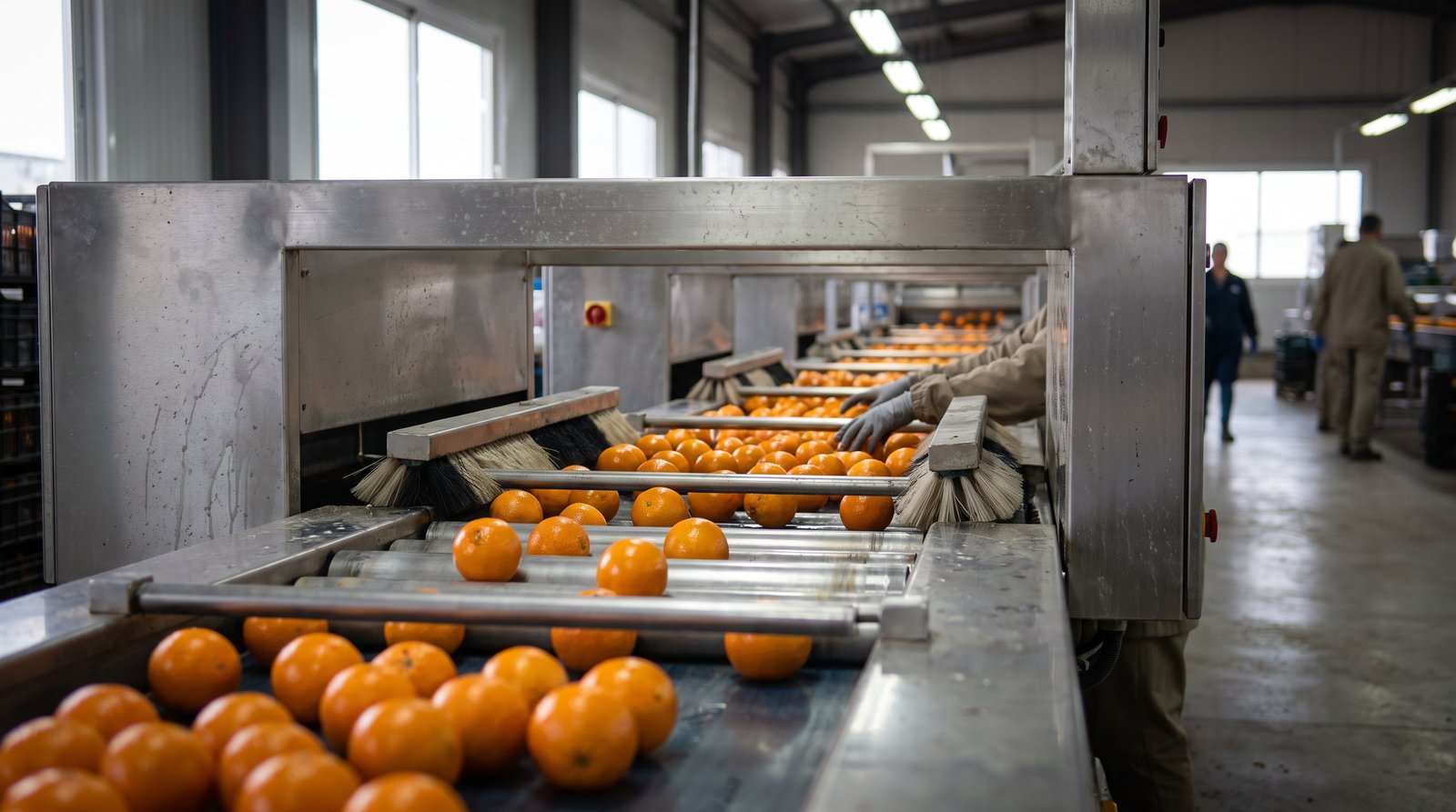 Citrus fruit with a fresh coating on a packhouse line