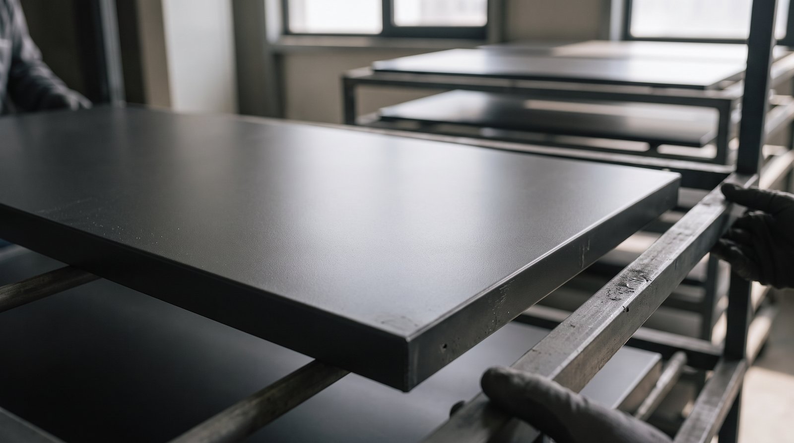 Matt coated panel surface showing its finish