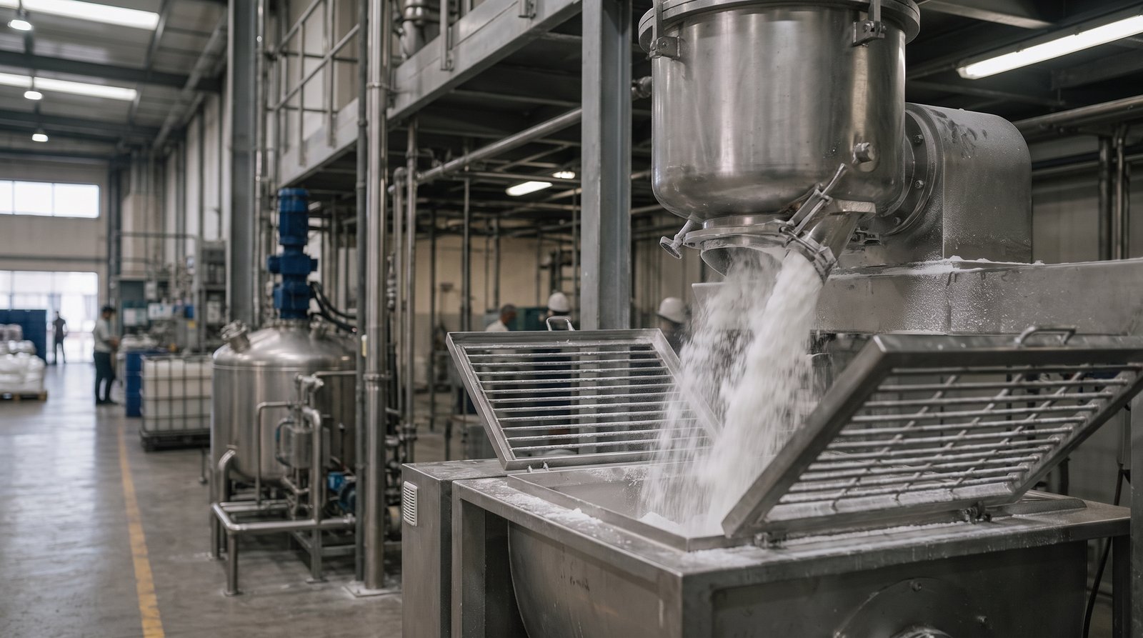 PVC dry blend discharging from a high-speed mixer