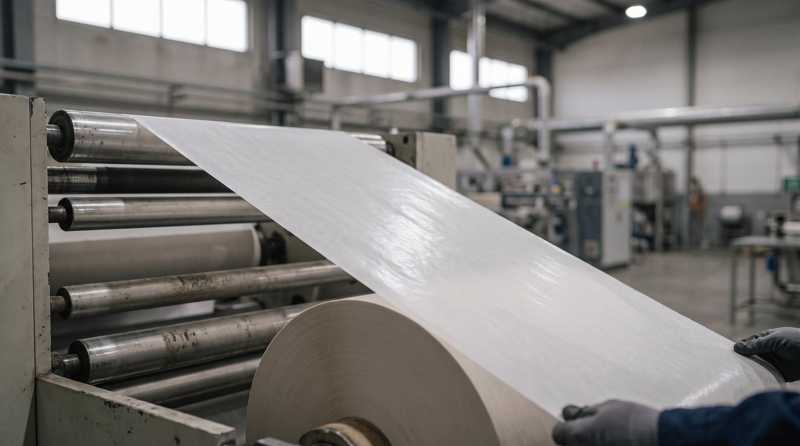 Waxed wrapper paper unwinding from a reel