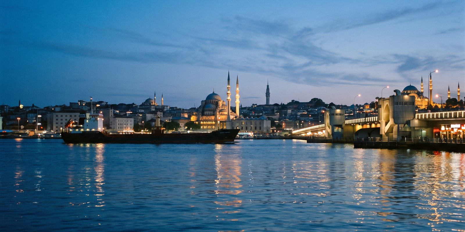 Istanbul skyline at blue hour