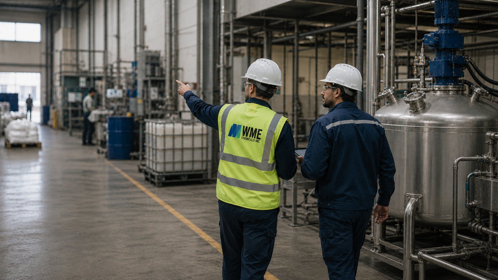 WME technical team walking a production floor with a customer
